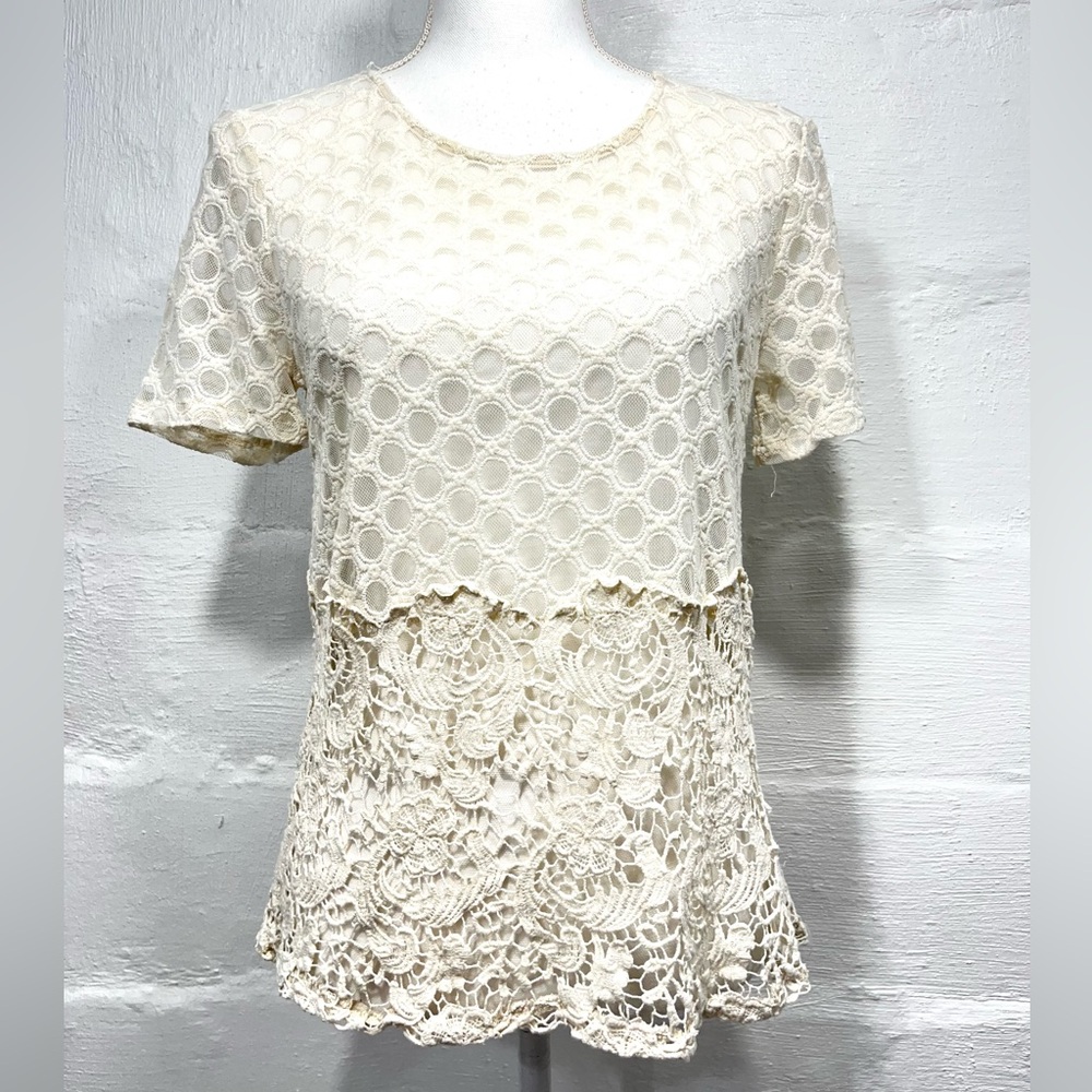 SUNDAY IN BROOKLYN LACE AND CROCHET TOP (329)